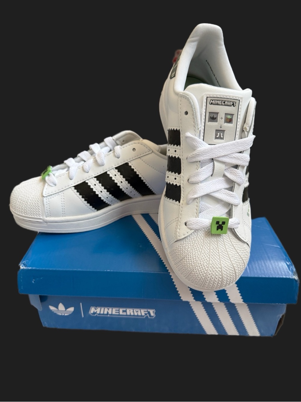 adidas White & Black Minecraft Superstar Sneakers